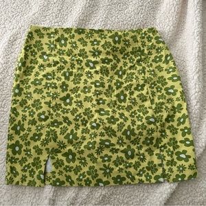 green floral mini skirt
